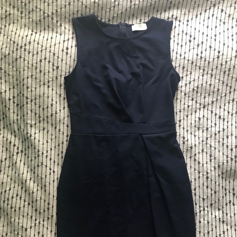 Mystic navy blue twist front pencil dress